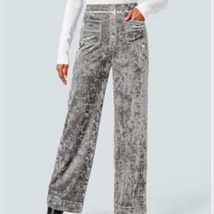 HALARA Gray Velvet Straight Leg Pants